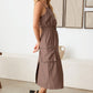Tasha Apparel Adjustable Strap Waist Drawstring Cargo Midi Dress