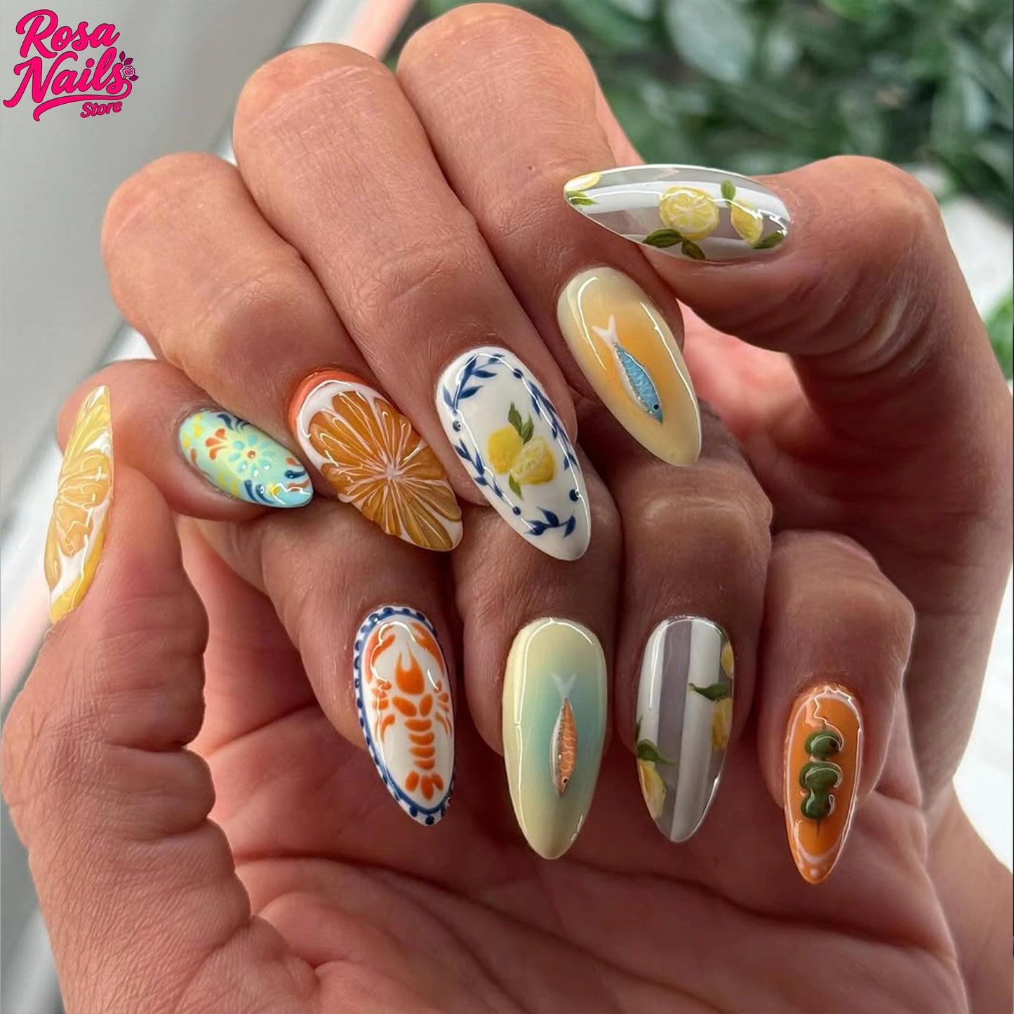 Amalfi Coast Citrus & Seafood Extravaganza Press-On Nail Set