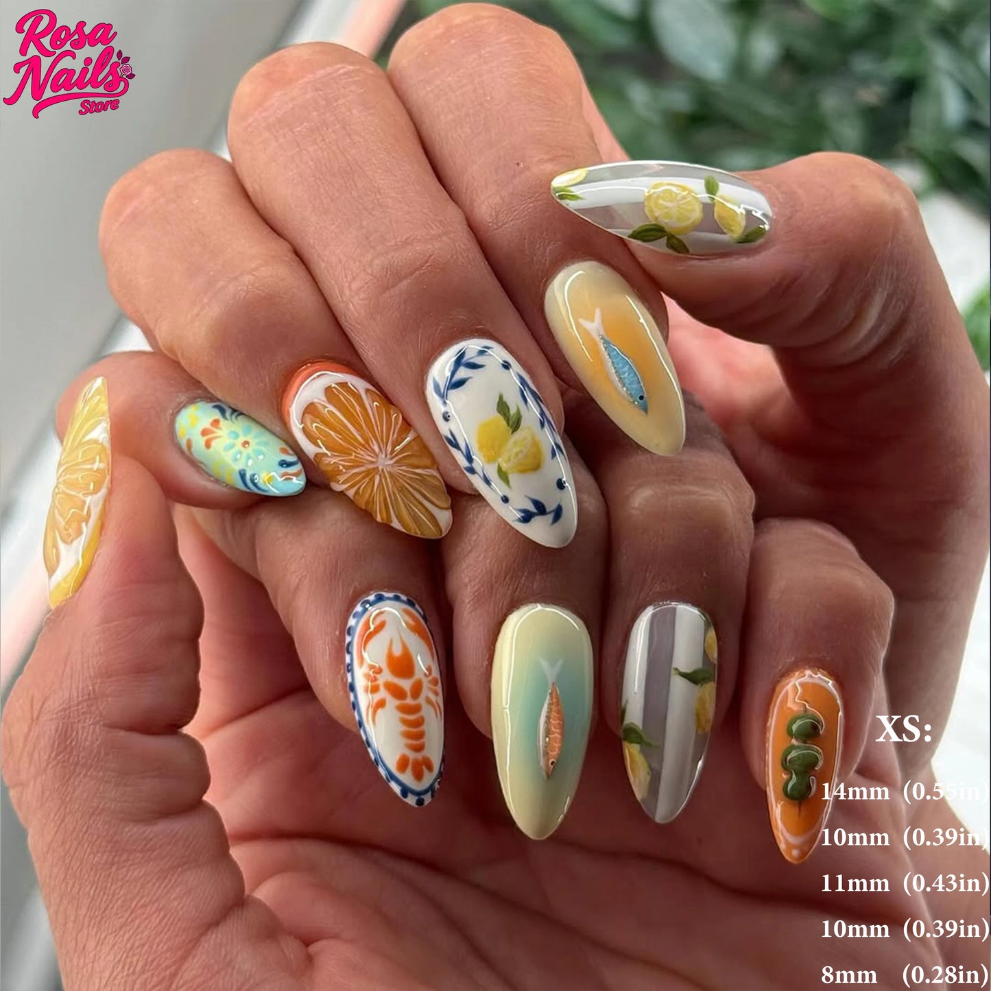 Amalfi Coast Citrus & Seafood Extravaganza Press-On Nail Set