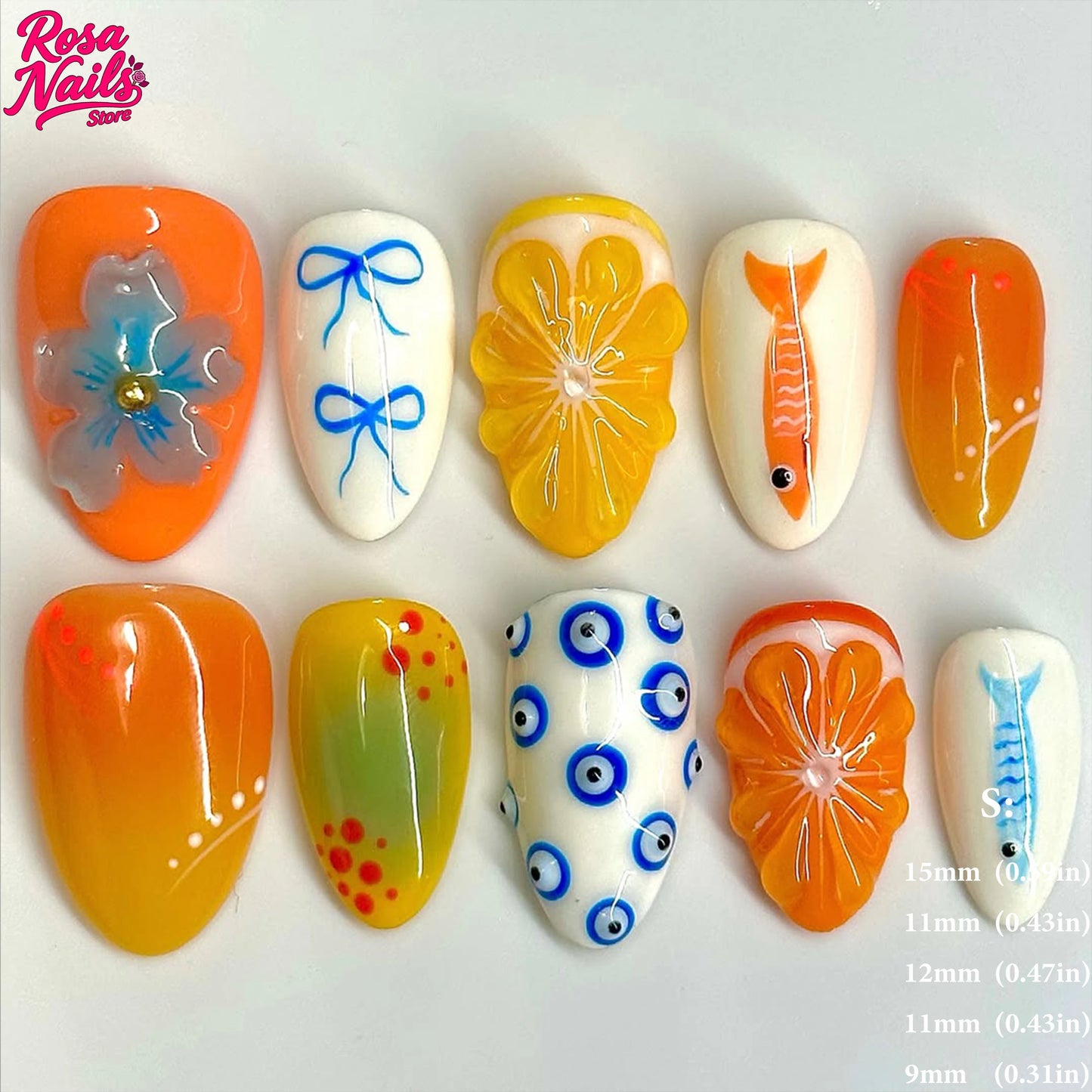 Amalfi Coast Citrus & Seafood Extravaganza Press-On Nail Set