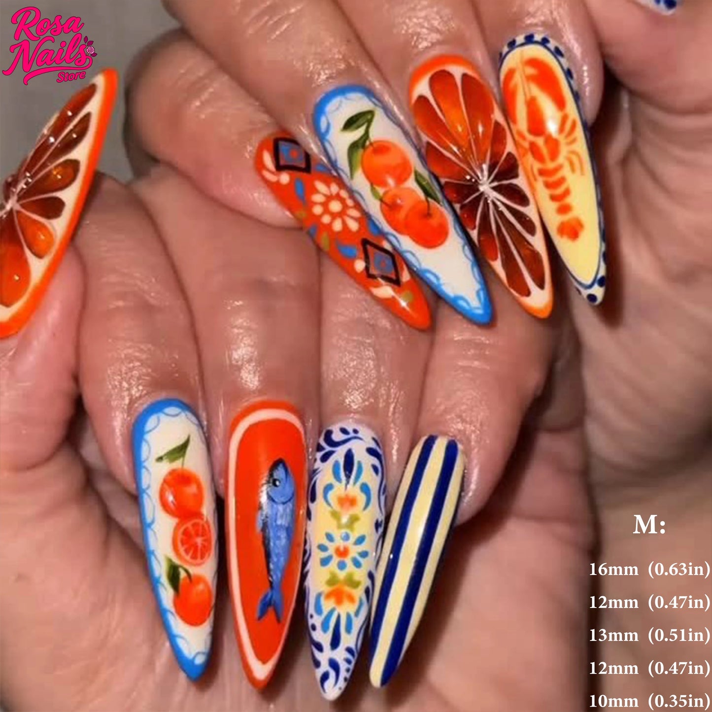 Amalfi Coast Citrus & Seafood Extravaganza Press-On Nail Set