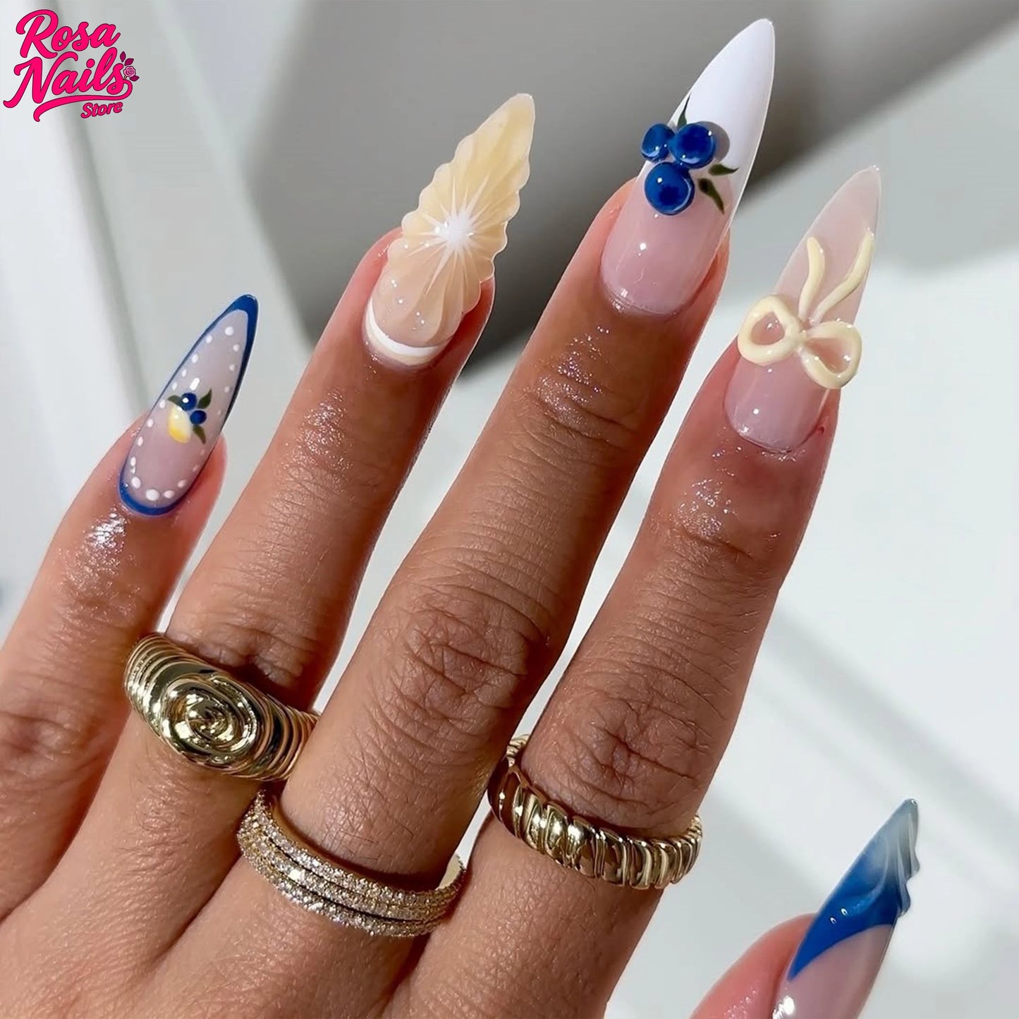 Amalfi Coast Citrus & Seafood Extravaganza Press-On Nail Set