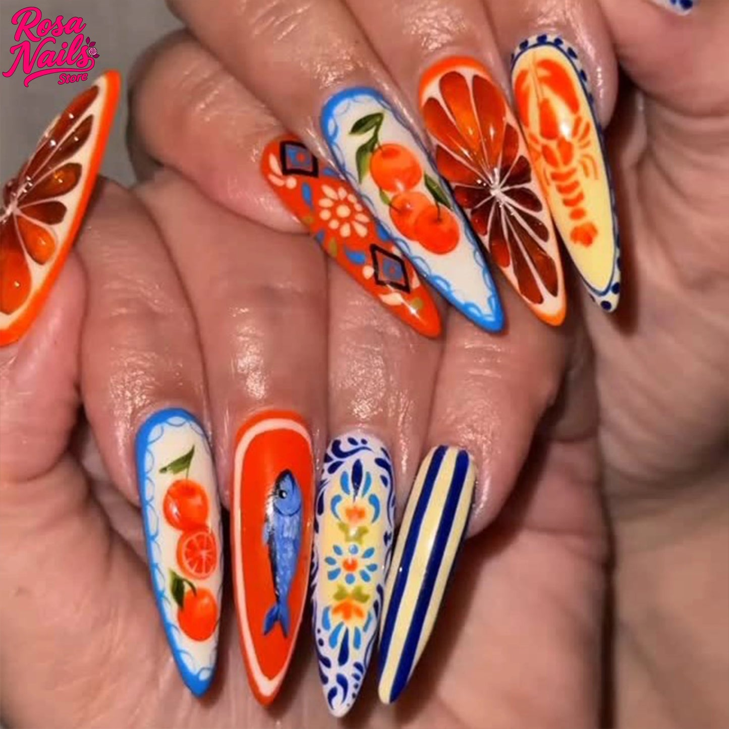 Amalfi Coast Citrus & Seafood Extravaganza Press-On Nail Set
