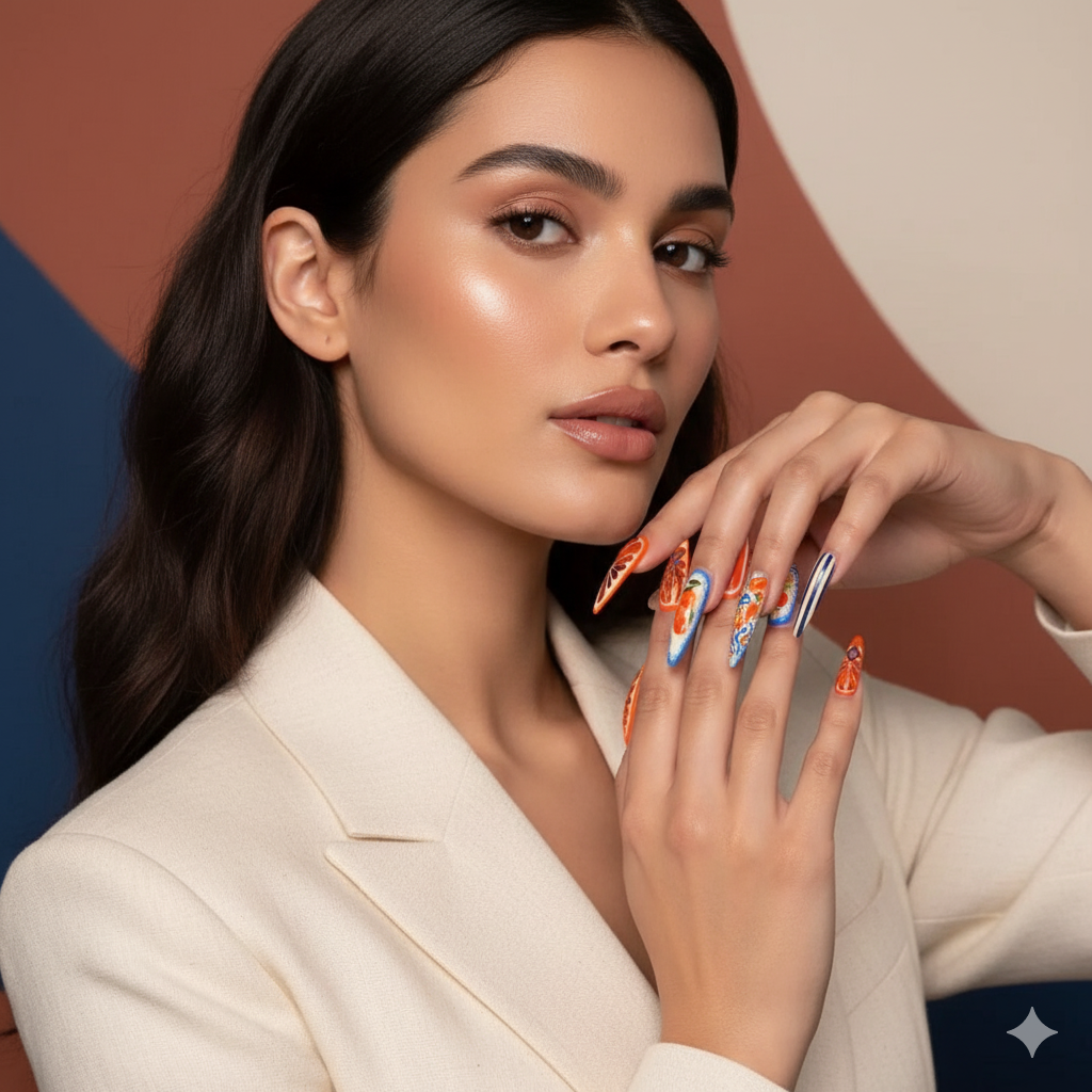Amalfi Coast Citrus & Seafood Extravaganza Press-On Nail Set