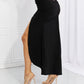 White Birch Full Size Up and Up Ruched Slit Maxi Skirt in Black