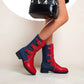 Buckle Patchwork Combat Ankle Boots