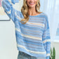 First Love Striped Long Sleeve Openwork Knit Top