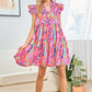 First Love Full Size Printed Ruffle Cap Sleeve Tiered Dress