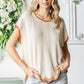 First Love Full Size Contrast Wavy Crochet Drop Shoulder Knit Top