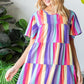 Heimish Full Size Short Sleeve Striped Tiered Top