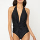 Marina West Swim Twisted Plunge Halter One Piece Swimsuit