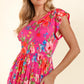 Haptics Floral Ruffled Round Neck Cap Sleeve Dress