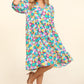 Haptics Bubble Sleeve Floral Ruffled Dress