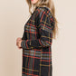 BOMBOM Drawstring Plaid Long Sleeve Hoodie