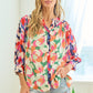 First Love Full Size Floral Button Down Satin Shirt