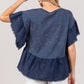 SAGE + FIG Ruffle Sleeve Washed Short Sleeve Blouse