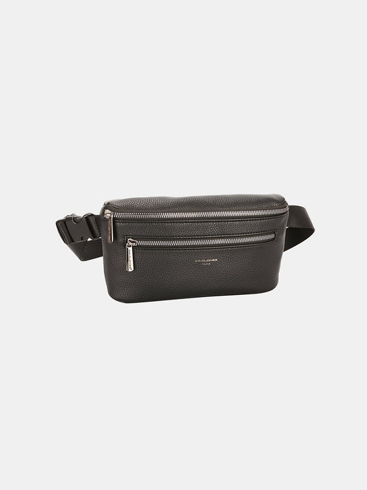 David Jones PU Leather Double Zipper Adjustable Belt Bag