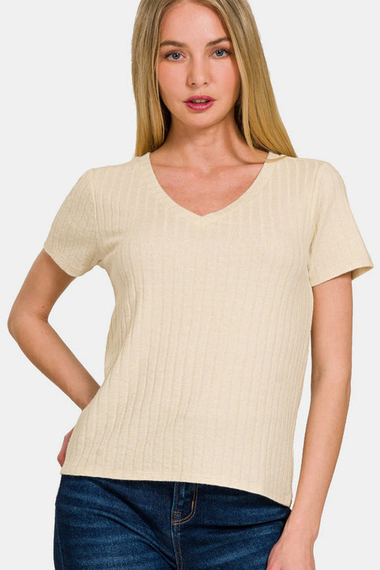 Zenana Ribbed Short Sleeve T-Shirt