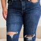 RFM Crop Dylan Full Size Tummy Control Distressed High Waist Raw Hem Jeans