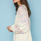 POL Round Neck Balloon Floral Long Sleeve Top