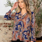 Sew In Love Full Size Wrinkle Free Paisley Print Long Sleeve Top