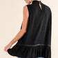 And The Why Lace Detail Sleeveless Ruffled Top