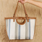 Fame Striped In The Sun Faux Leather Trim Tote Bag