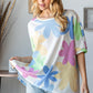 HOPELY Floral Round Neck Waffle T-Shirt