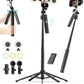 USKEYVISION Vlogging Kit for iPhone&Android, YouTube Starter Kit,Auto Face Tracking Tripod for iPhone w/Light,Phone Tripod for Video Recording,Wireless Lavalier Microphone,Ground Spike,Remote Control