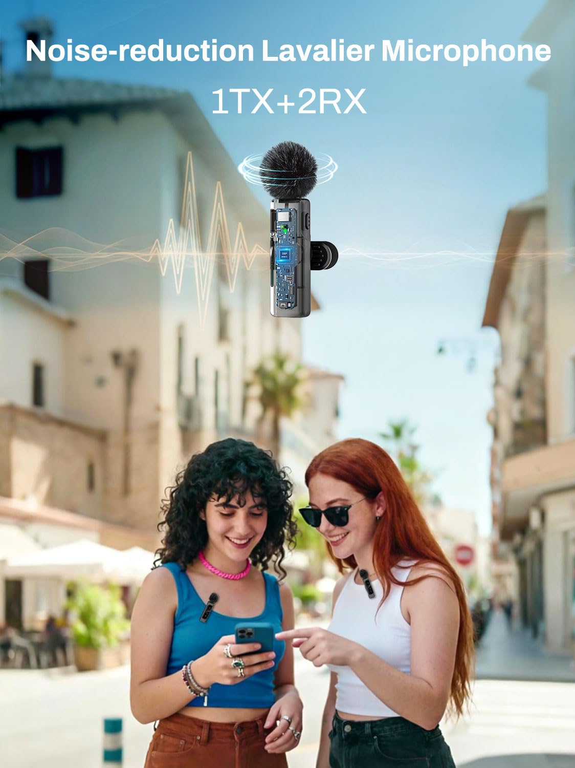 USKEYVISION Vlogging Kit for iPhone&Android, YouTube Starter Kit,Auto Face Tracking Tripod for iPhone w/Light,Phone Tripod for Video Recording,Wireless Lavalier Microphone,Ground Spike,Remote Control