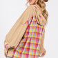 SAGE + FIG Full Size Plaid Print Washed Hoodie