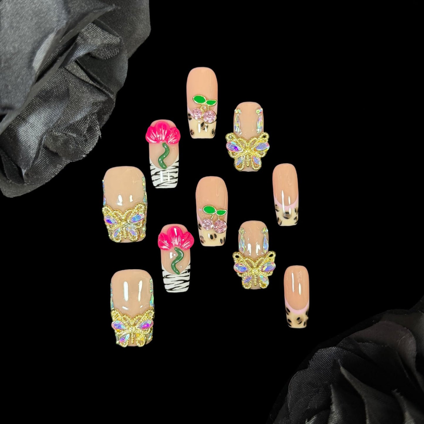 Blush Garden 3D Press-On Nails