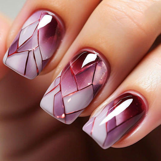 Geometric Glass Glamour Press-On Nails