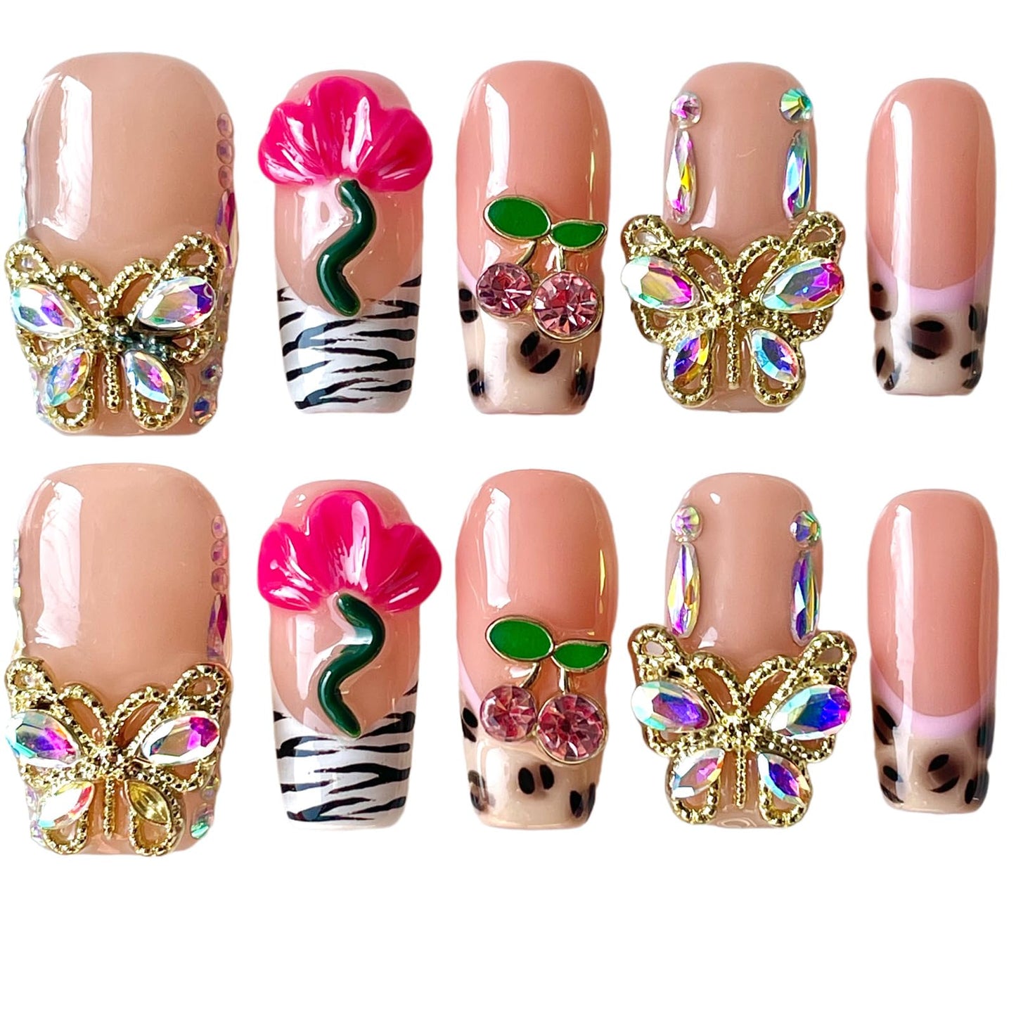 Blush Garden 3D Press-On Nails