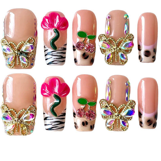 Blush Garden 3D Press-On Nails