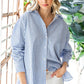 First Love Striped Button Down High-Low Hem Shirt