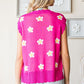 First Love Full Size Flower Pattern Round Neck Sweater Vest