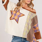 SAGE + FIG Round Neck Plaid Star Patch T-Shirt