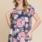 BOMBOM Floral Round Neck Short Sleeve T-Shirt