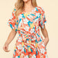 Haptics Tropical Floral Short Sleeve Tied Romper