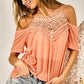 BiBi Front Crochet Lace Adjustable Strap Top