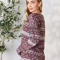 Heimish Full Size Christmas Element Buttoned Long Sleeve Top