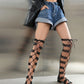 Glossy Leather Lace Up Knee Boot Sandals