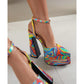 Double-Layer Platform Paint Color Glossy Patent Leather Heels