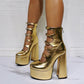 Platform Gold Mid-Calf Boots