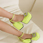 Square Toe Rhinestone Sandals Satin Fabric Ankle Strap Platform Heels