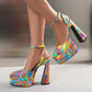 Double-Layer Platform Paint Color Glossy Patent Leather Heels