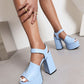 Metal Zipper Embellished Peep Toe Sandals Platform Heels