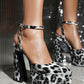 Double-Layer Platform Paint Color Glossy Patent Leather Heels