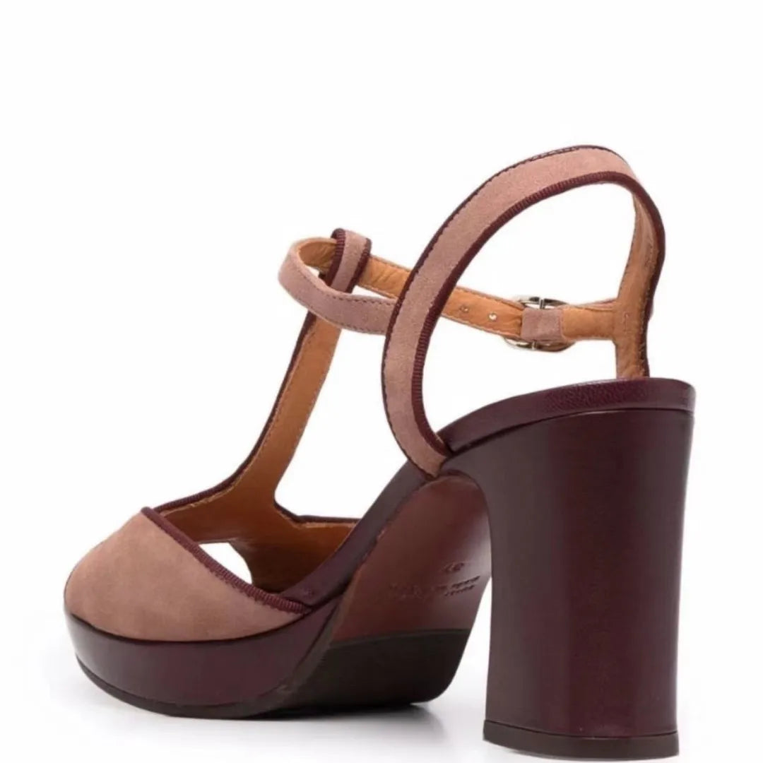 Genuine Leather Platform Block Heels